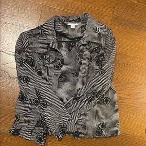 Charter Club Black and White Striped Top